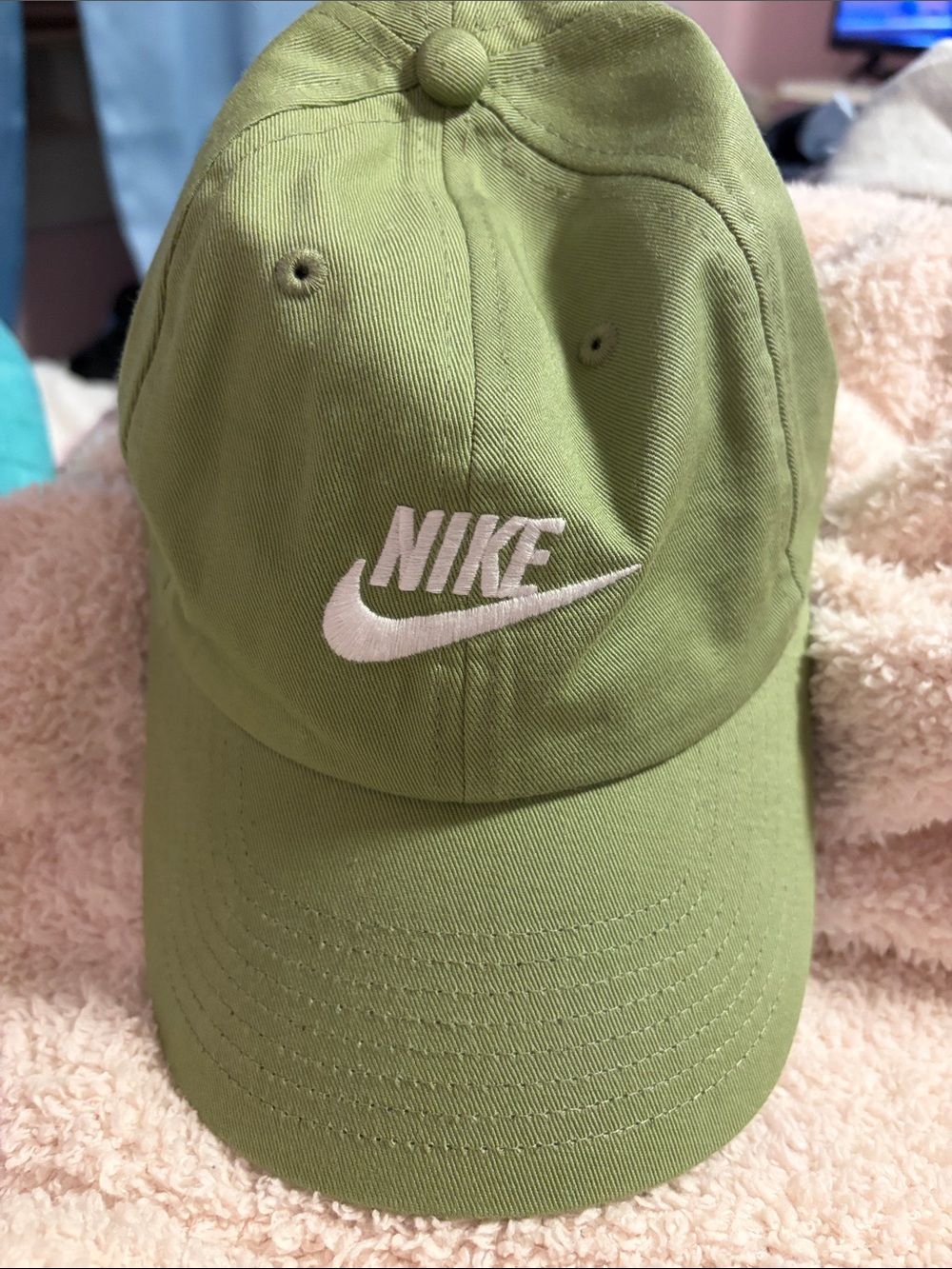 NWT Nike Light Olive Green Baseball Cap with White Logo Adult Unisex